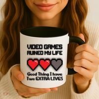 Video Games Ruined My Life Good Thing I Have Two Extra Lives Coffee Mug thumb 3