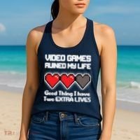 Video Games Ruined My Life Good Thing I Have Two Extra Lives Women's Tank Top thumb 2