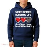 Video Games Ruined My Life Good Thing I Have Two Extra Lives Kids Hoodie thumb 4