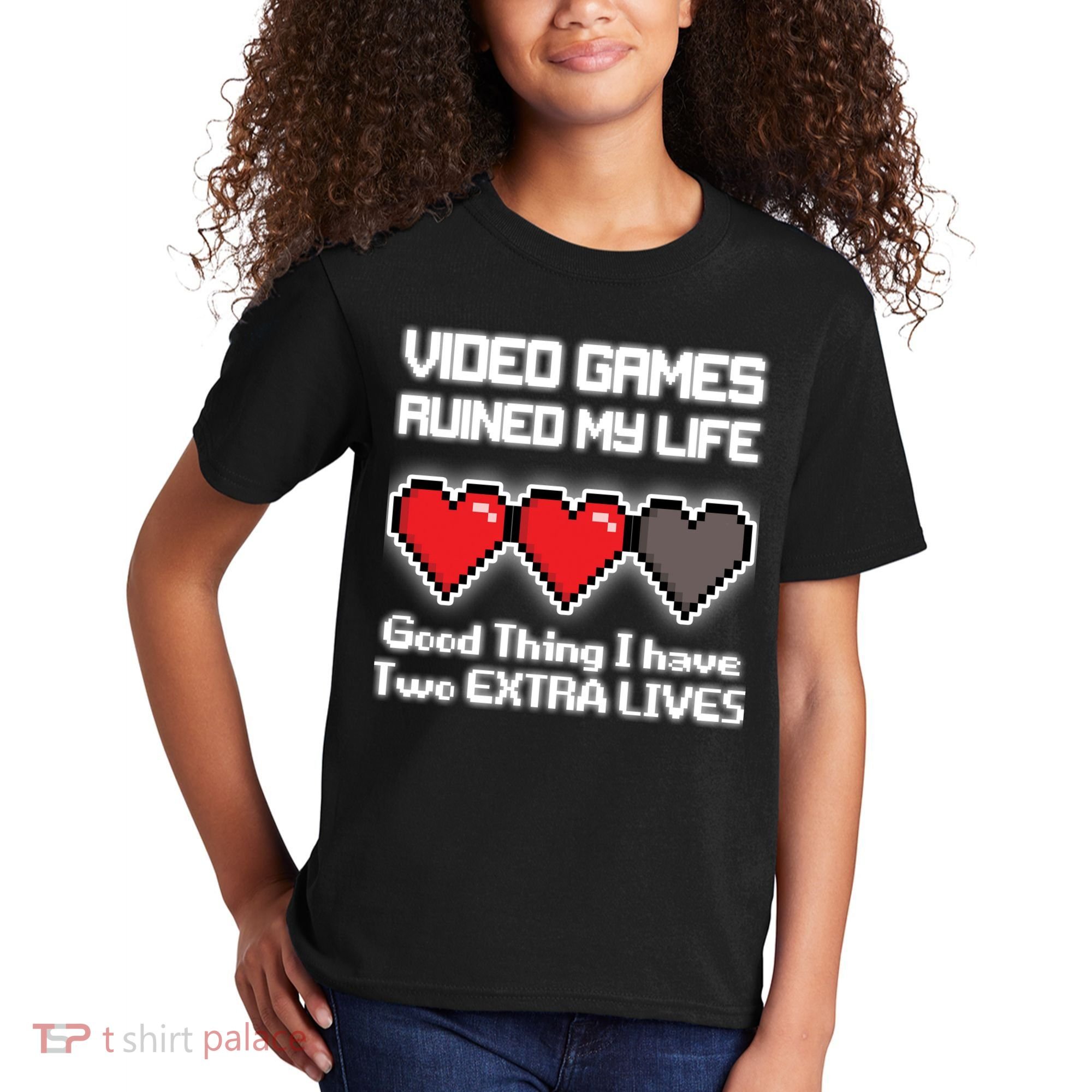 Video Games Ruined My Life Good Thing I Have Two Extra Lives Kids T-Shirt