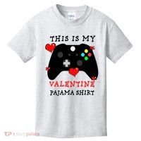Video Games This Is My Valentine Pajama Kids T-Shirt thumb 0