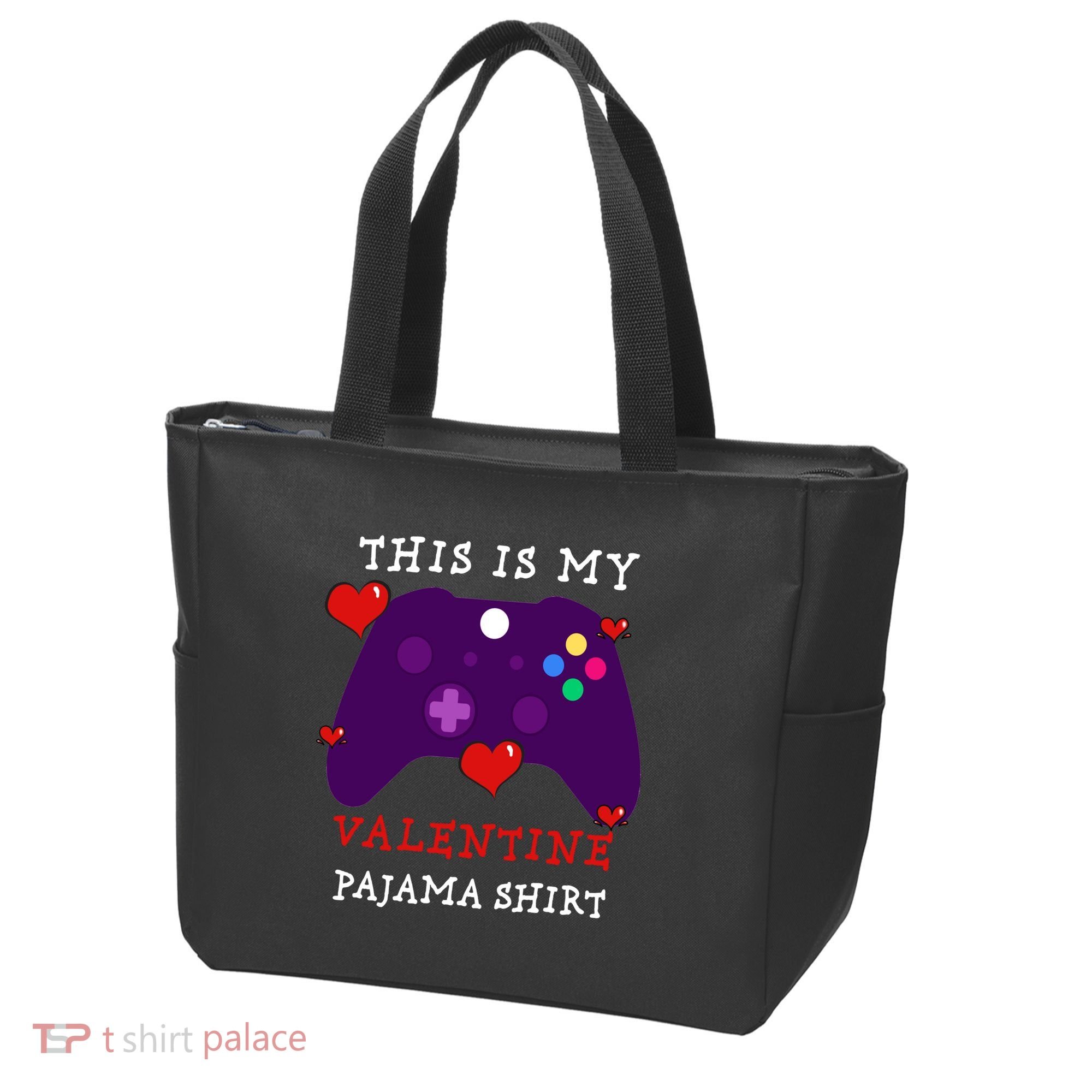 Video Games This Is My Valentine Pajama Tote Bag