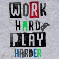 Video Games Work Hard Play Harder Gamer Women's Racerback Cropped Tank thumb 2