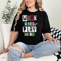 Video Games Work Hard Play Harder Gamer Comfort Colors T-Shirt thumb 2