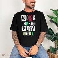 Video Games Work Hard Play Harder Gamer Comfort Colors T-Shirt thumb 3
