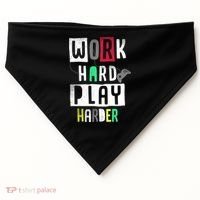 Video Games Work Hard Play Harder Gamer USA-Made Doggie Bandana thumb 0