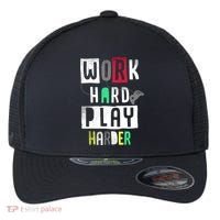 Video Games Work Hard Play Harder Gamer Flexfit Unipanel Trucker Cap thumb 0