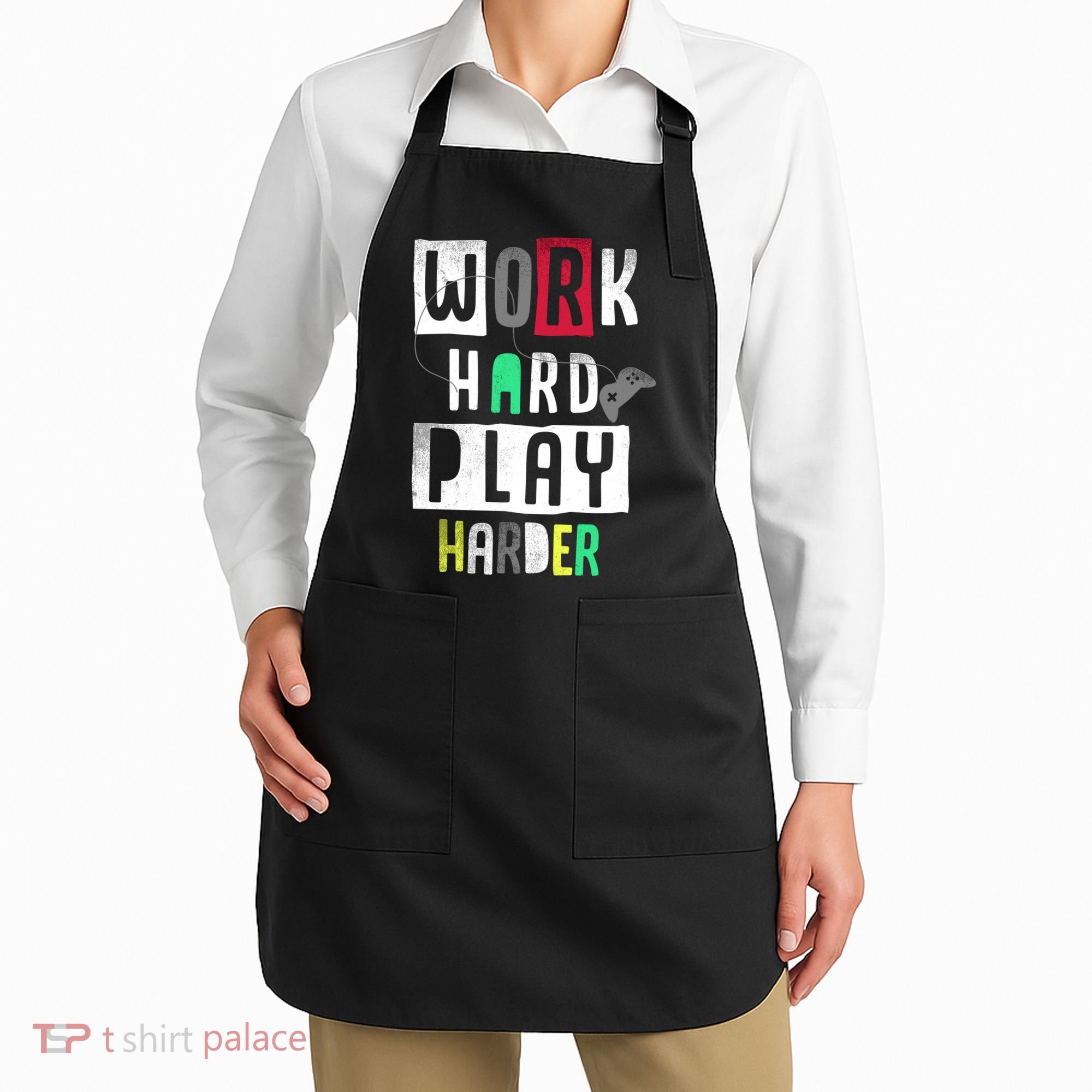 Video Games Work Hard Play Harder Gamer Apron