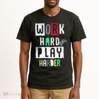 Video Games Work Hard Play Harder Gamer Tall T-Shirt thumb 2