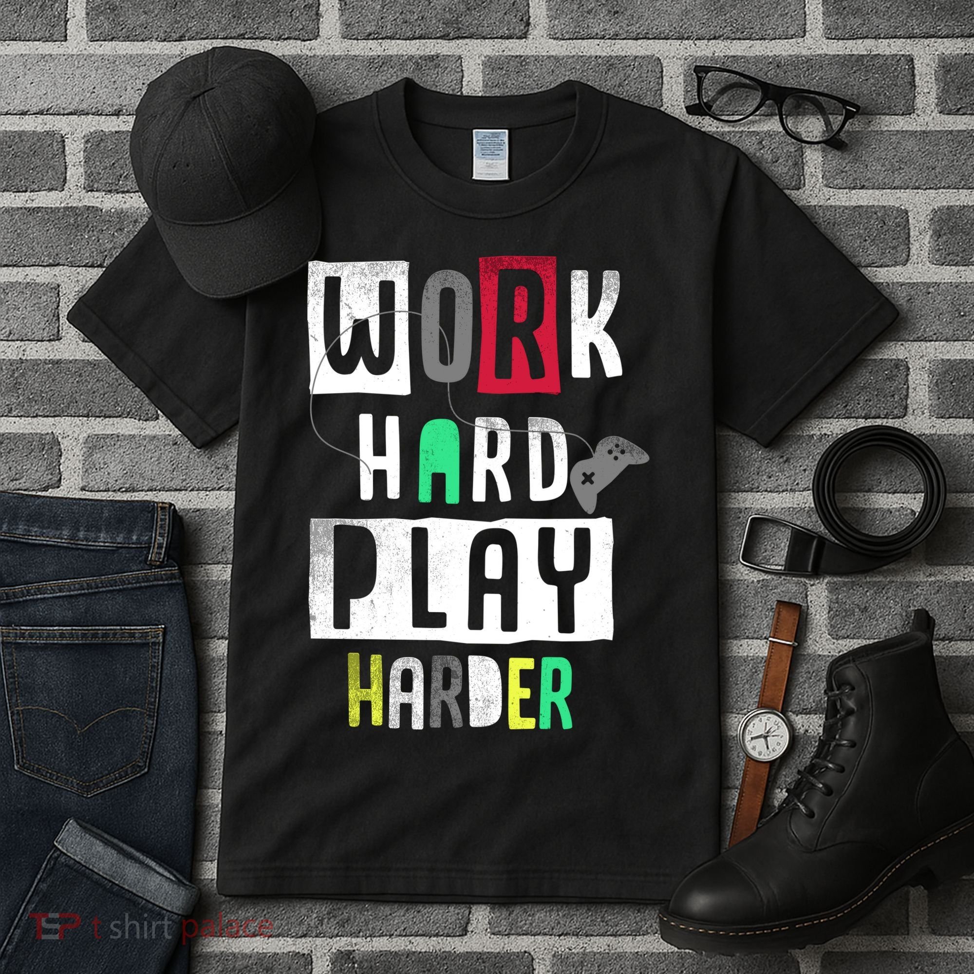 Video Games Work Hard Play Harder Gamer Tall T-Shirt