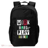 Video Games Work Hard Play Harder Gamer Backpack thumb 0