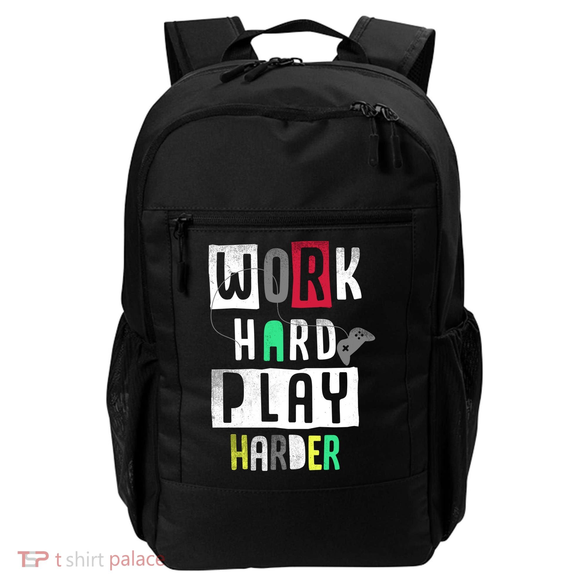 Video Games Work Hard Play Harder Gamer Backpack