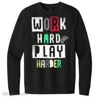 Video Games Work Hard Play Harder Gamer V.I.T. Fleece Crew Sweatshirt thumb 0
