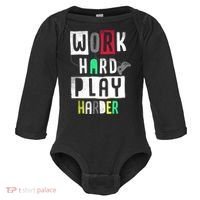 Video Games Work Hard Play Harder Gamer Baby Long Sleeve Bodysuit thumb 0