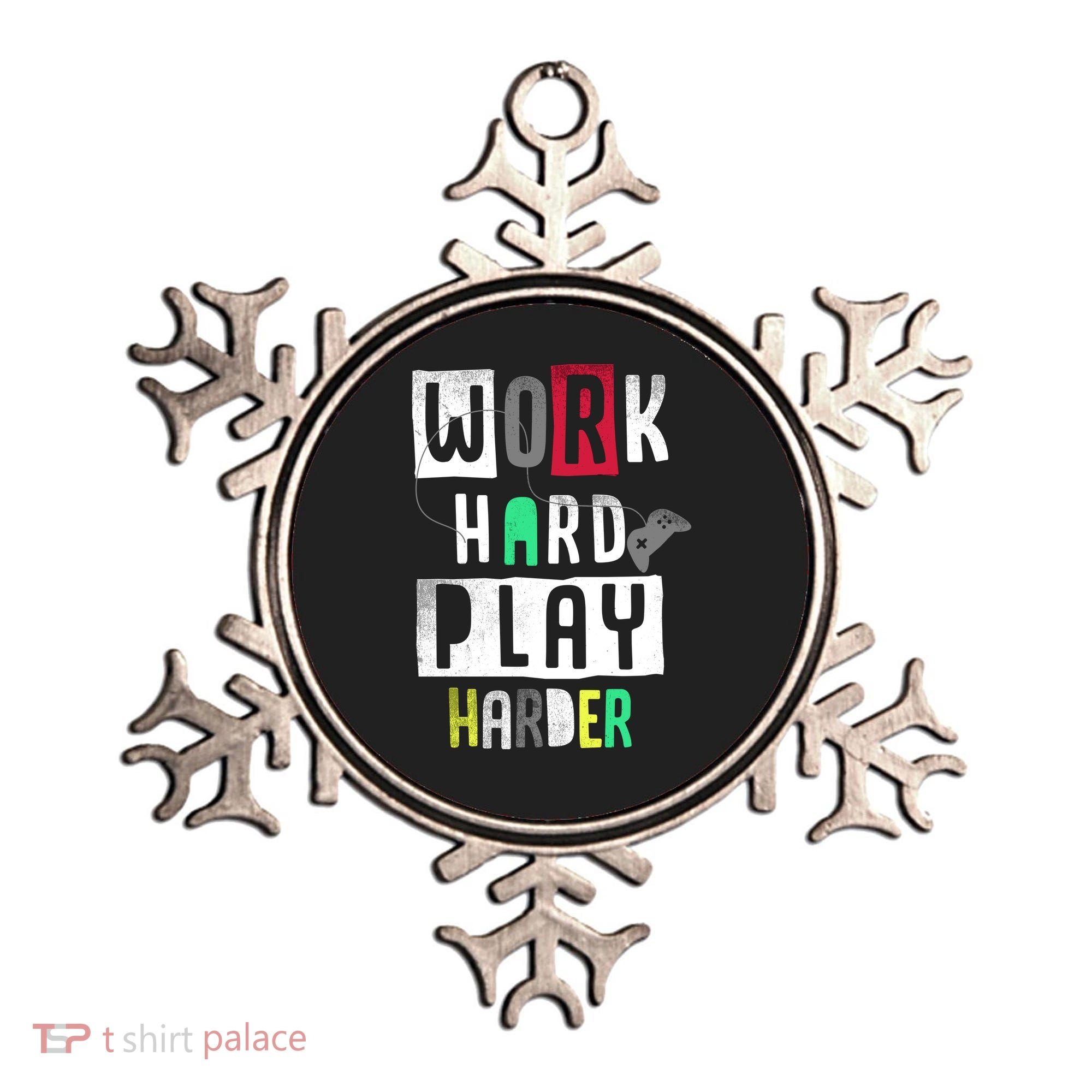 Video Games Work Hard Play Harder Gamer Ornament