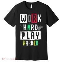 Video Games Work Hard Play Harder Gamer Premium T-Shirt thumb 0