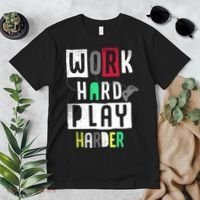Video Games Work Hard Play Harder Gamer Premium T-Shirt thumb 2