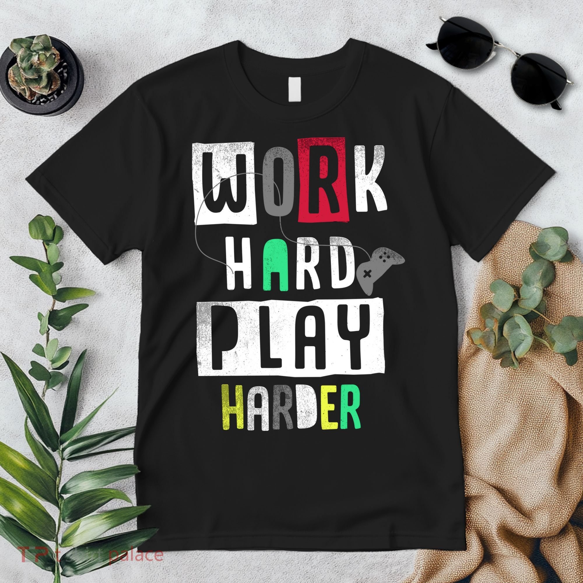 Video Games Work Hard Play Harder Gamer Premium T-Shirt