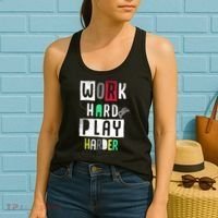 Video Games Work Hard Play Harder Gamer Women's Tank Top thumb 2
