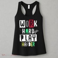 Video Games Work Hard Play Harder Gamer Women's Tank Top thumb 3