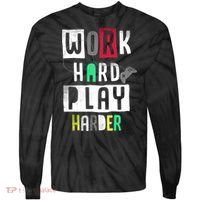 Video Games Work Hard Play Harder Gamer Tie-Dye Long Sleeve Shirt thumb 0