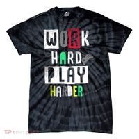 Video Games Work Hard Play Harder Gamer Tie-Dye T-Shirt thumb 0