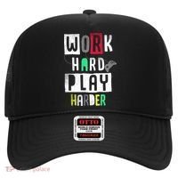 Video Games Work Hard Play Harder Gamer Hat thumb 0