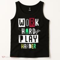 Video Games Work Hard Play Harder Gamer Tank Top thumb 2