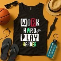 Video Games Work Hard Play Harder Gamer Tank Top thumb 4