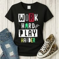 Video Games Work Hard Play Harder Gamer Women's T-Shirt thumb 3