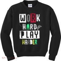 Video Games Work Hard Play Harder Gamer Kids Sweatshirt thumb 0