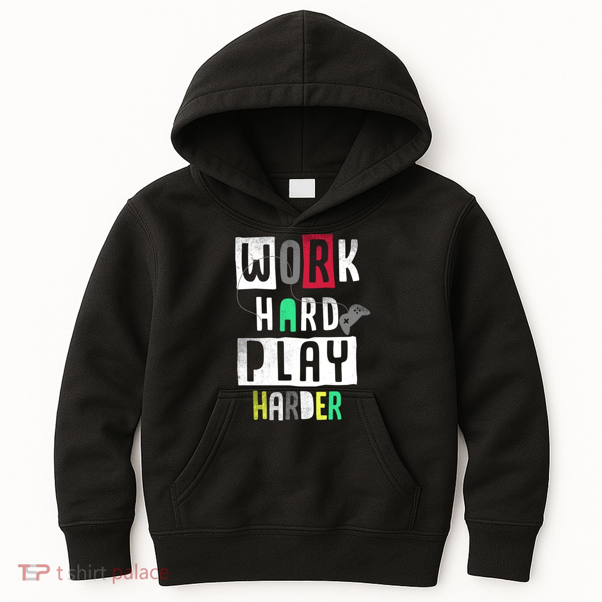 Video Games Work Hard Play Harder Gamer Kids Hoodie