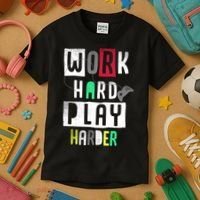 Video Games Work Hard Play Harder Gamer Kids T-Shirt thumb 3