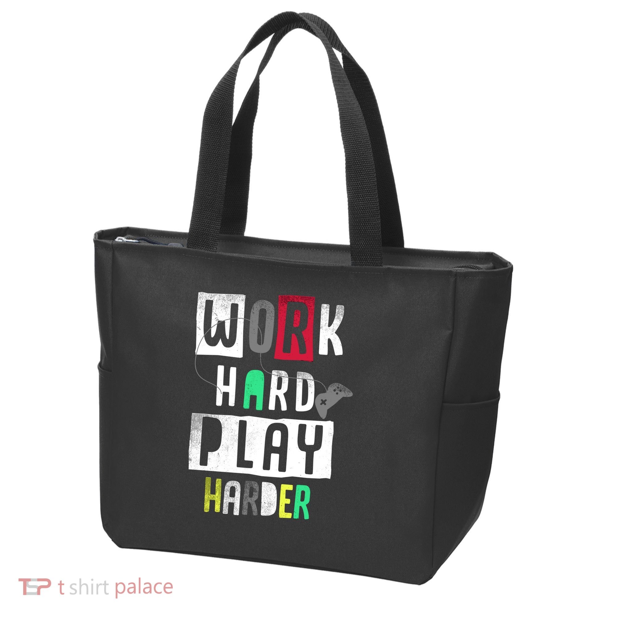 Video Games Work Hard Play Harder Gamer Tote Bag