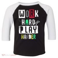 Video Games Work Hard Play Harder Gamer Toddler Fine Jersey T-Shirt thumb 0
