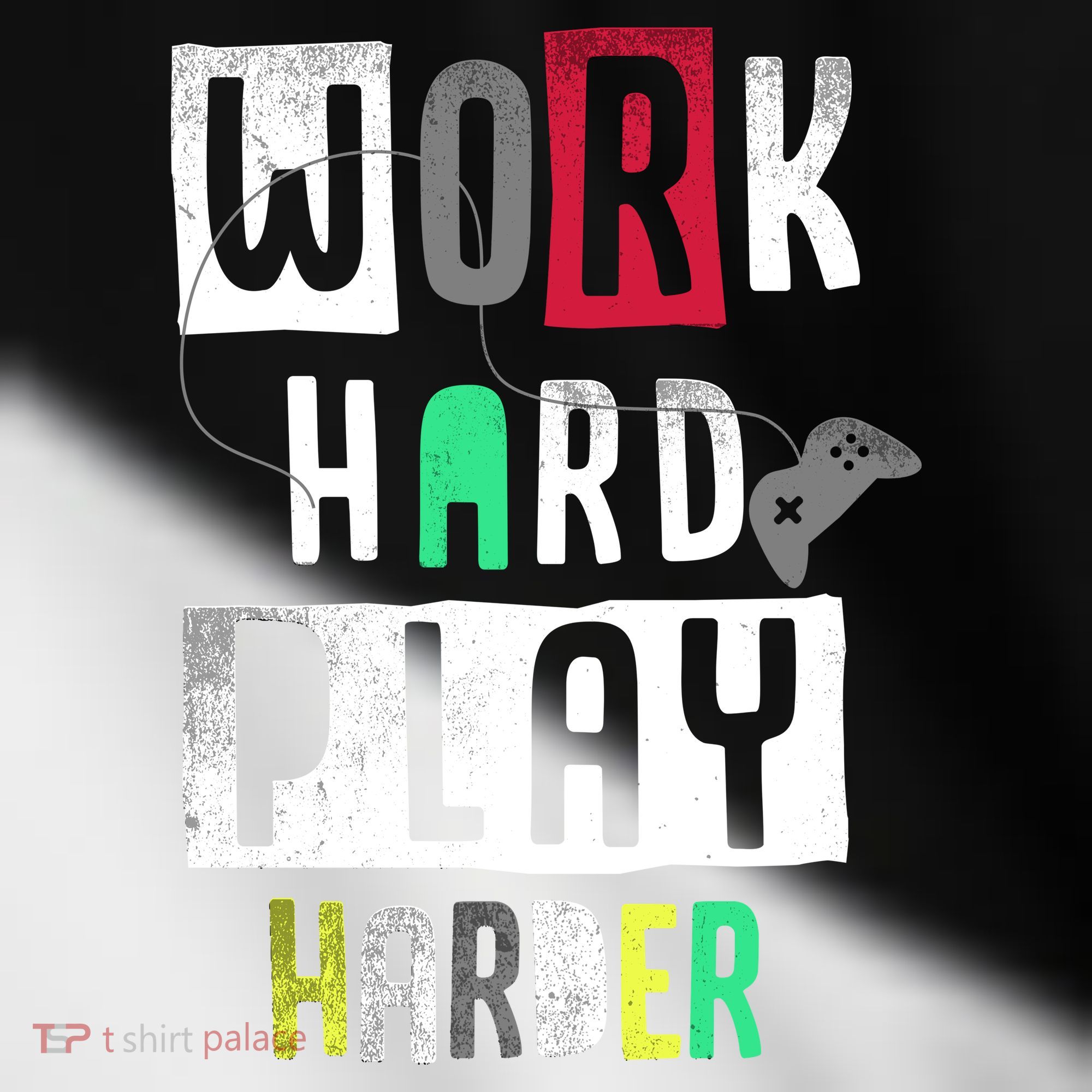 Video Games Work Hard Play Harder Gamer Toddler Fine Jersey T-Shirt