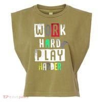 Video Games Work Hard Play Harder Gamer Garment-Dyed Women's Muscle Tee thumb 0