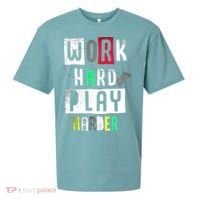 Video Games Work Hard Play Harder Gamer Sueded Cloud Jersey T-Shirt thumb 0