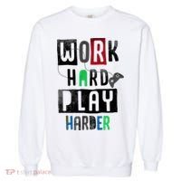 Video Games Work Hard Play Harder Gamer Garment-Dyed Sweatshirt thumb 0