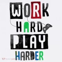Video Games Work Hard Play Harder Gamer Garment-Dyed Sweatshirt thumb 2