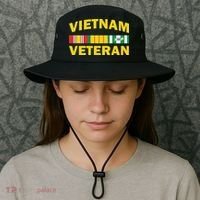 Vietnam Veteran Flag Logo Bucket Hat thumb 3