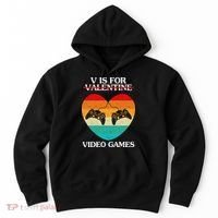 V Is For Valentine Video Games Retro Sunset Heart Hoodie thumb 0