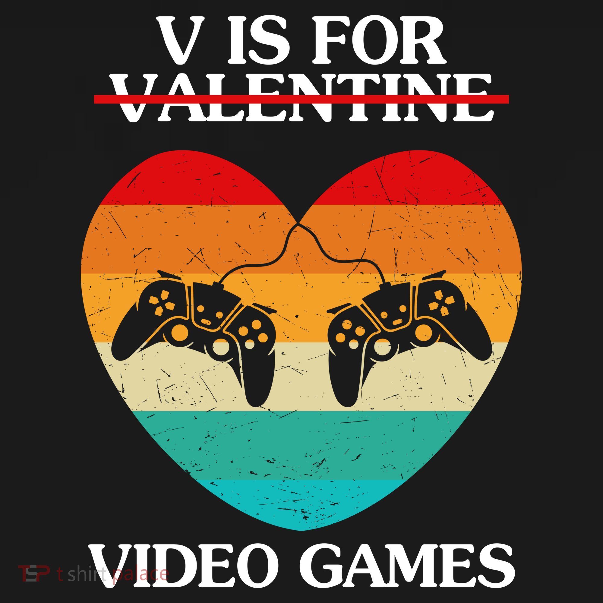 V Is For Valentine Video Games Retro Sunset Heart Long Sleeve Shirt