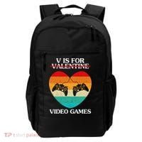 V Is For Valentine Video Games Retro Sunset Heart Backpack thumb 0