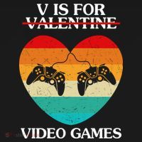V Is For Valentine Video Games Retro Sunset Heart Women's Hoodie thumb 2