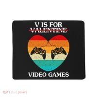 V Is For Valentine Video Games Retro Sunset Heart Mousepad thumb 0