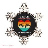 V Is For Valentine Video Games Retro Sunset Heart Ornament thumb 0