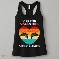 V Is For Valentine Video Games Retro Sunset Heart Women's Tank Top thumb 3