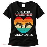 V Is For Valentine Video Games Retro Sunset Heart Women's T-Shirt thumb 0