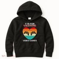 V Is For Valentine Video Games Retro Sunset Heart Kids Hoodie thumb 0
